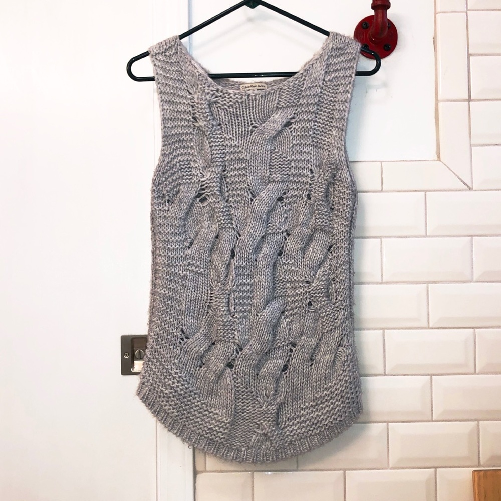 Gray Cable Calvin Klein Sweater Vest sz Small